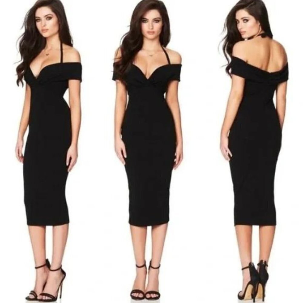 New! Nookie Athena Off Shoulder Midi Dress 13713 - Picture 2 of 12